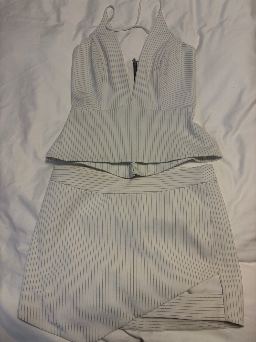 Mason White Pinstripe Mini Dress Set